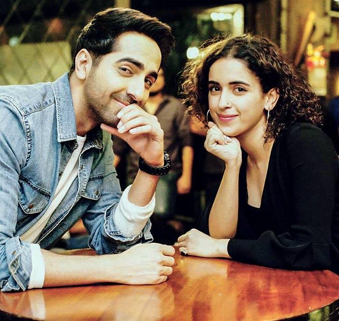 Ayushmann and Sanya Malhotra in Badhaai Ho.