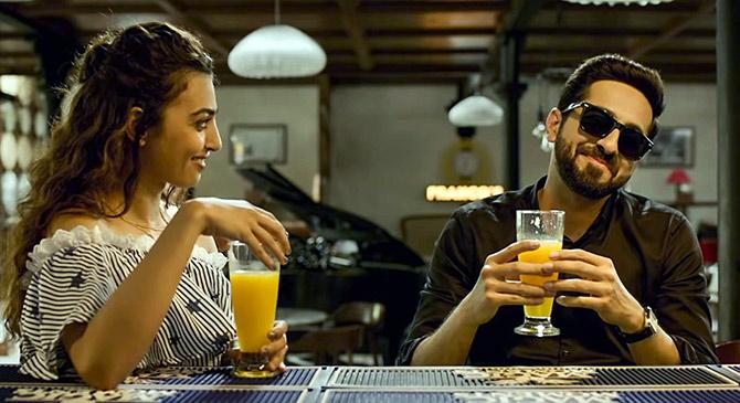 Ayushmann Khurrana and Radhika Apte in Andhadhun.