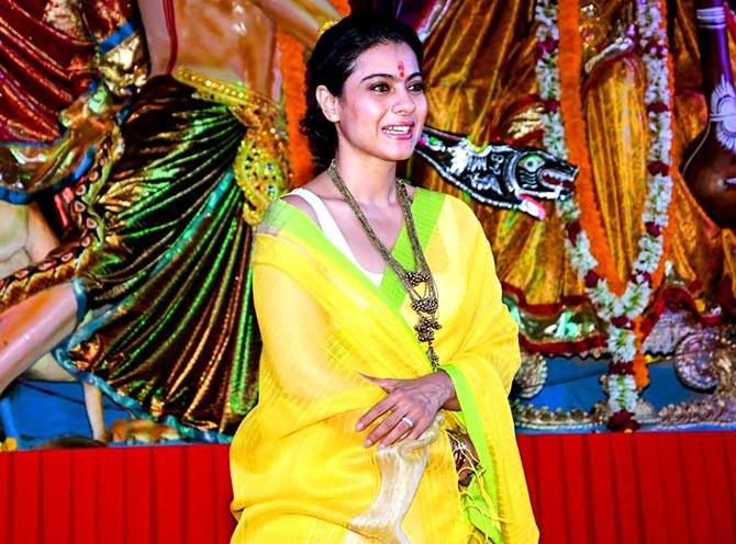 PIX: Kajol Celebrates Durga Puja - Rediff.com Movies