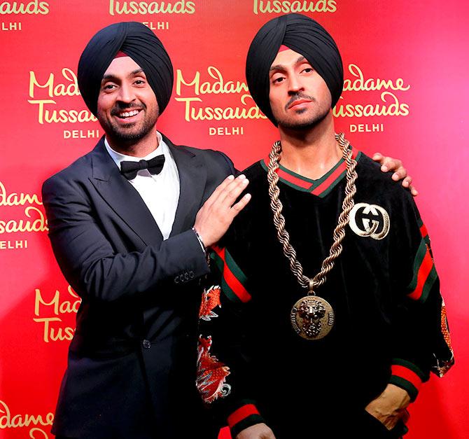 Diljit Dosanjh with his waxwork.