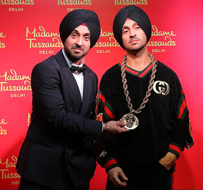 Diljit Dosanjh with his waxwork.