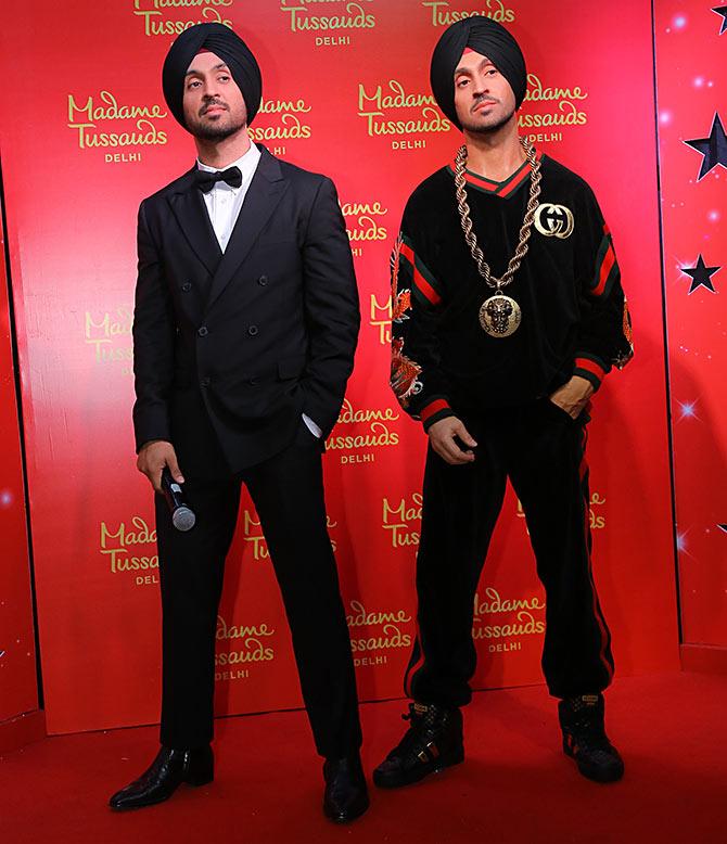 Diljit Dosanjh with his waxwork.