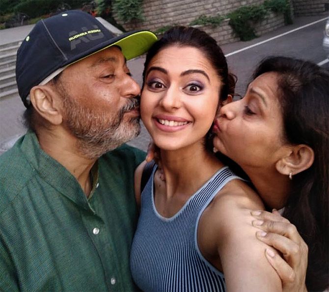 Rakul with her parents. Photograph: Kind courtesy Rakul Preet Singh/Instagram