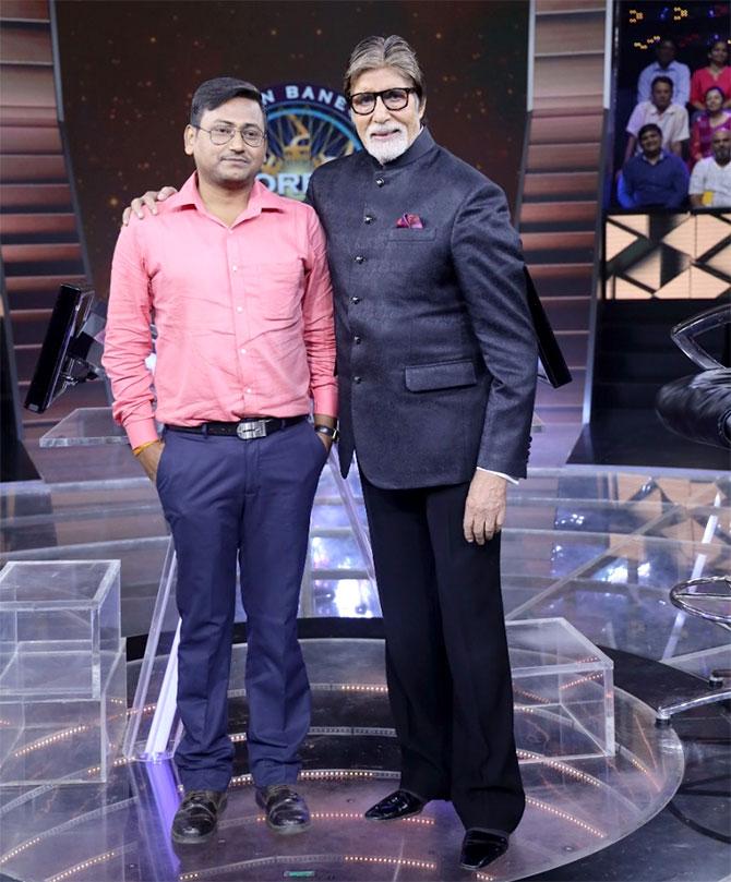 Gautam Kumar Jha with Amitabh Bachchan in KBC