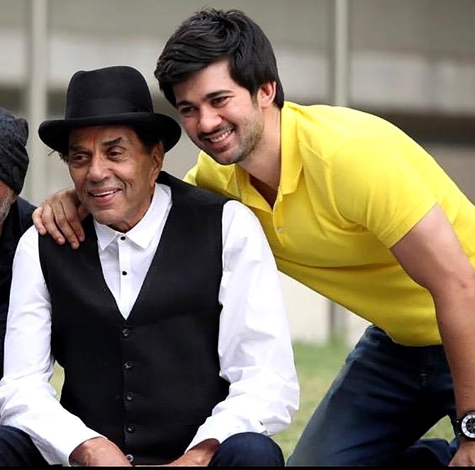 Karan with his grandfather Dharmendra. Photograph: Kind courtesy Karan Deol/Instagram