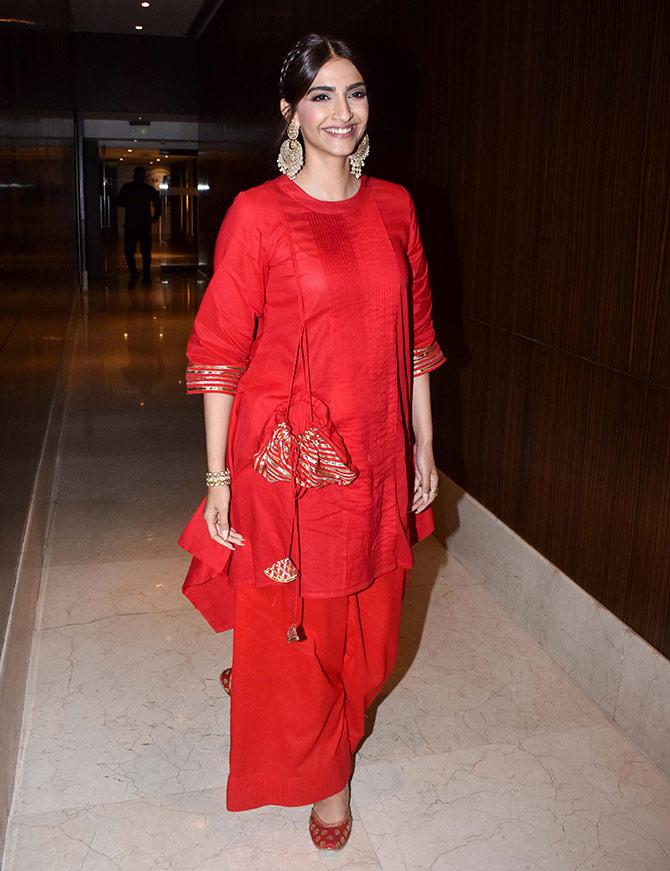 Sonam promotes The Zoya Factor. Photograph: Pradeep Bandekar.