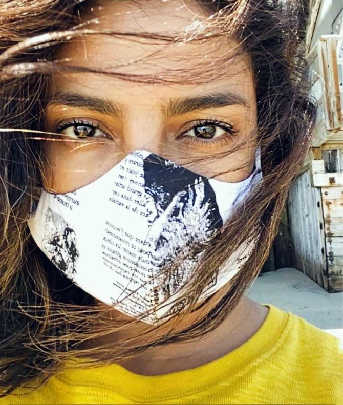 Priyanka Chopra wears a mask