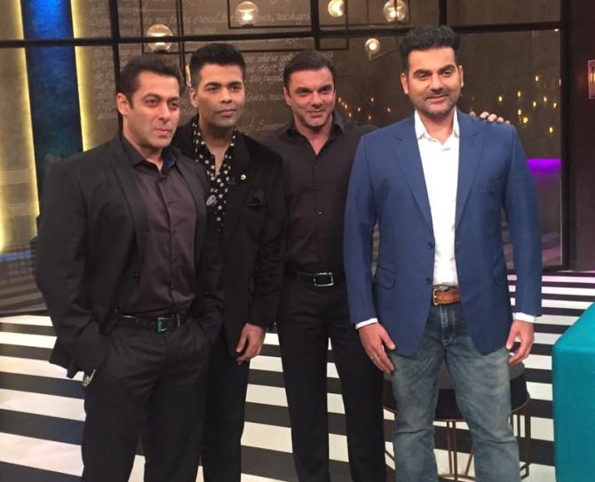 Salman, Karan Johar, Sohail and Arbaaz Khan in Karan Johar's Koffee with Karan