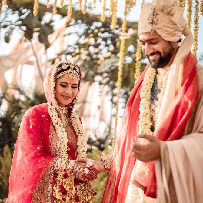 Katrina Kaif and Vicky Kaushal at their wedding