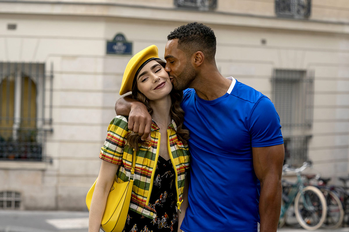 Lily Collins films with onscreen love interest Lucas Bravo for Emily In  Paris series 2