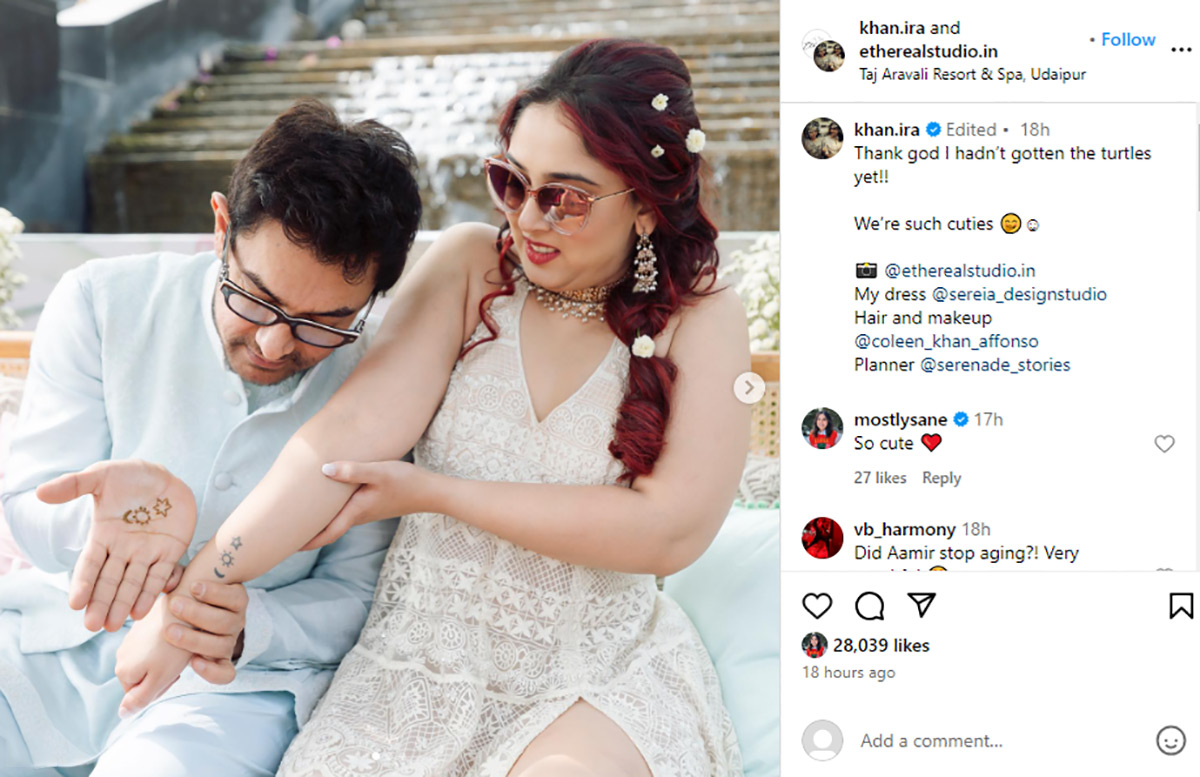 Aamir’s Unique Mehendi For Ira’s Wedding