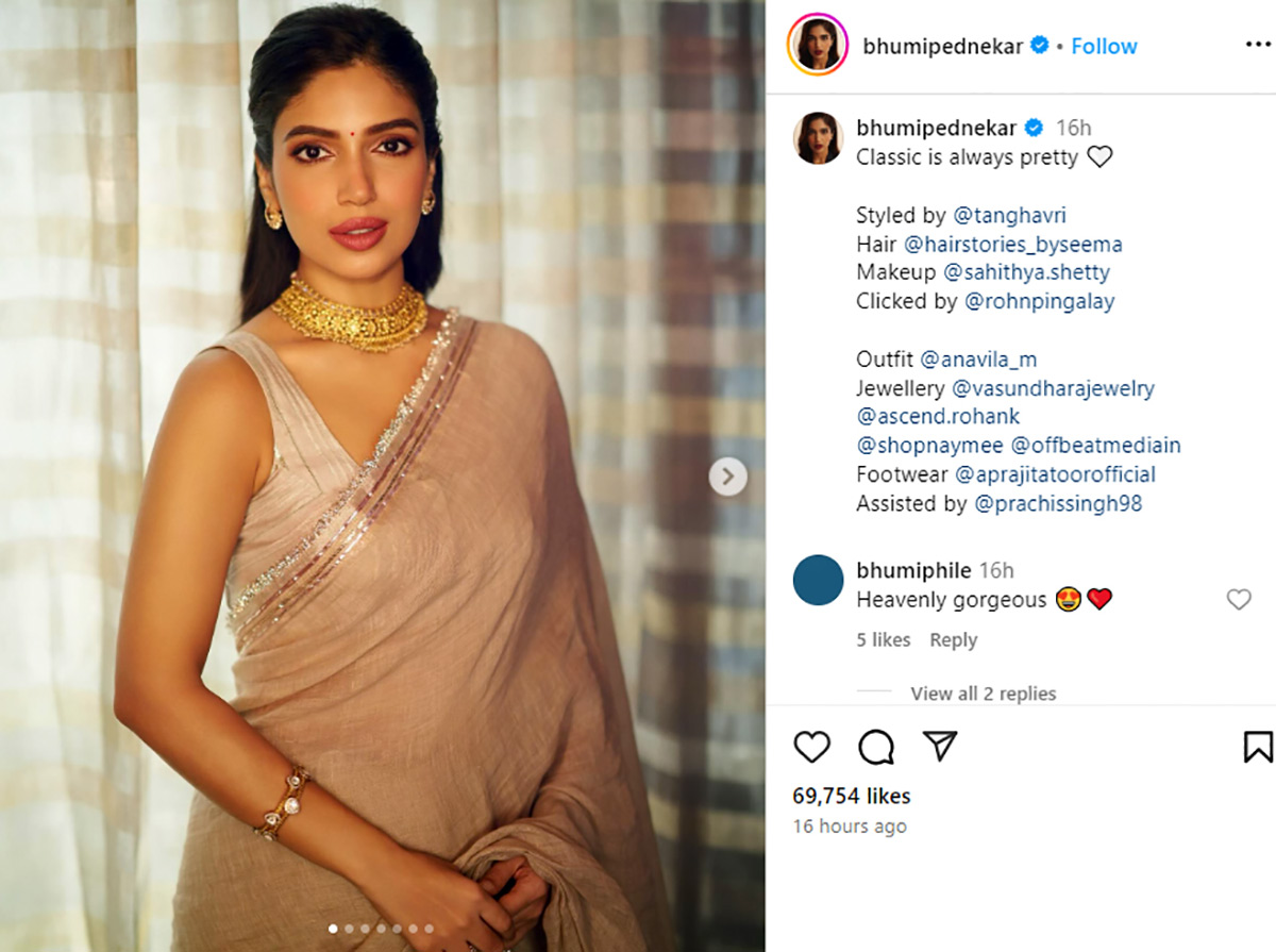 Guess How Much Bhumi's Sari Costs