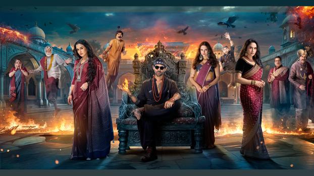 Bhool Bhulaiyaa 3 stars Vidya Balan, Kartik Aryan, Triptii Dimri and Madhuri Dixit.