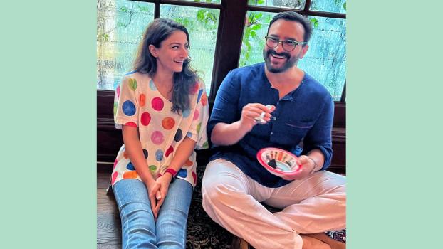 Actor Soha Ali Khan with brother Saif Ali Khan/File image