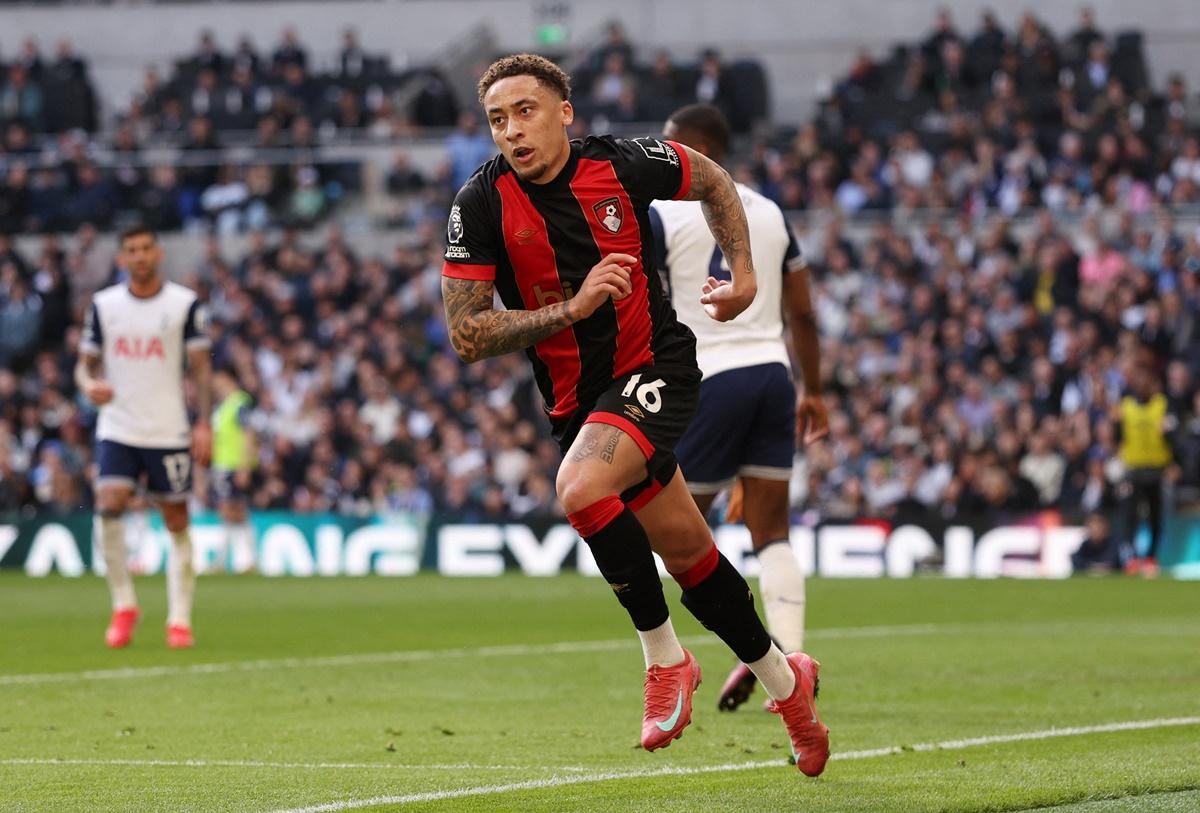 Marcus Tavernier celebrates scoring AFC Bournemouth's first goal.