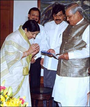 Lata Mangeshkar with then prime minister Atal Bihari Vajpayee