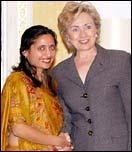 Sonal Shah with Hillary Clinton. Photo: Paresh Gandhi