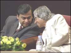 President Kalam sharing a word with Mukesh Ambani