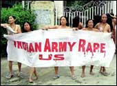 Protesting Manipuri women. Photo: Getty Images
