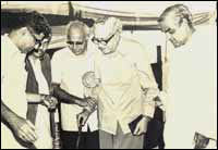 Madhu Deolekar (left) at the BJP's first national convention. To the extreme right is Vajpayee