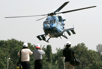 The Dhruv helicopter during an air show