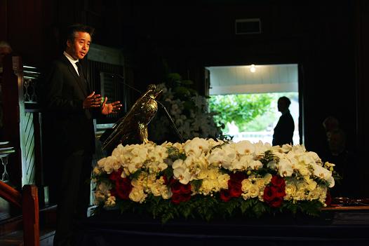 Norbu Norgay, son of Tenzing Norgay, at the state funeral of Sir Edmund Hillary
