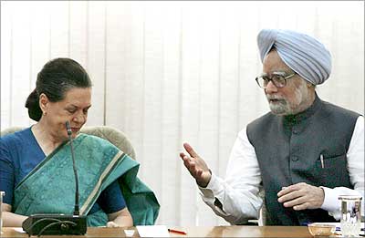 Congress President Sonia Gandhi with the PM