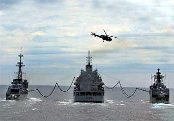 French destroyer Primauguet, INS Beas and INS Aditya together