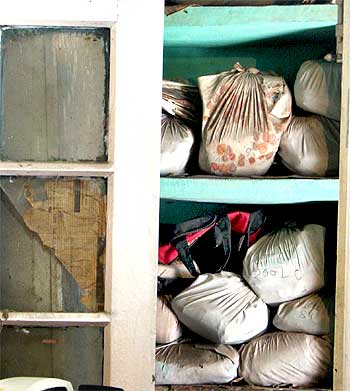 Evidence stored in sheets at an unprotected area of a police station