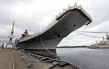 Admiral Gorshkov, the Soviet-era aircraft carrier bought by India, is anchored at the Sevmash factory in the northern city of Severodvinsk