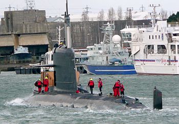 The Scorpene submarine docked at a French naval base