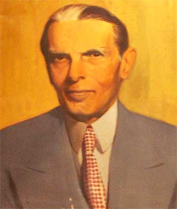 A portrait of Jinnah, the founder of Pakistan