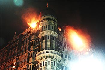 Mumbai's Taj Mahal hotel ablaze during the terror attacks last November.