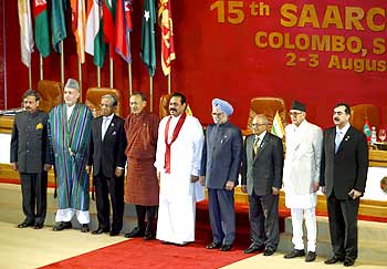 Leaders at the SAARC summit in Colombo.