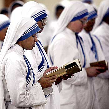 Nuns at Missionaries of Charity observe special prayers for Mother Teresa in Kolkata on Wednesday