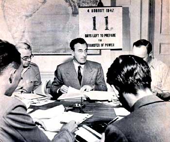 Lord Mountbatten preparing on the final stages of India's Partition