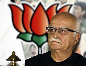 Advani attends a party meeting in Ahmedabad