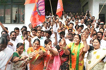 Another picture of BJP workers celebrating in Hyderabad