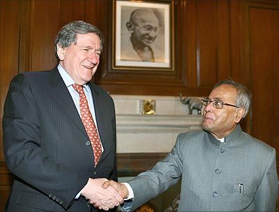 Richard Holbrooke with then external affairs minister Pranab Mukherjee.