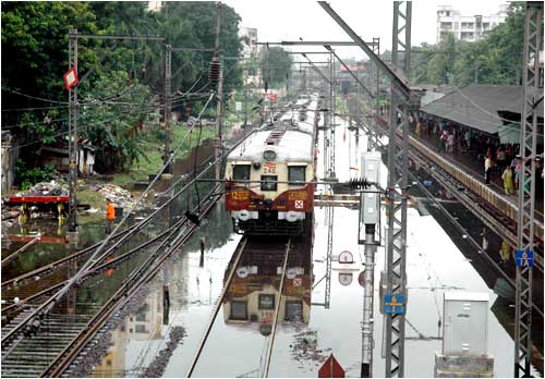 Commuter train services took the hit as well