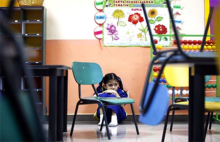 Preschooler Aleeya Amran, 6, refuses to attend class during her first day of school