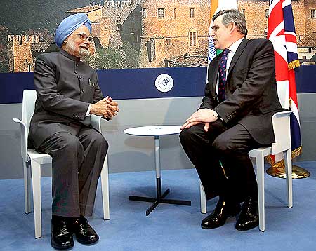 Prime Minister Manmohan Singh meeting  British Prime Minister, Gordon Brown