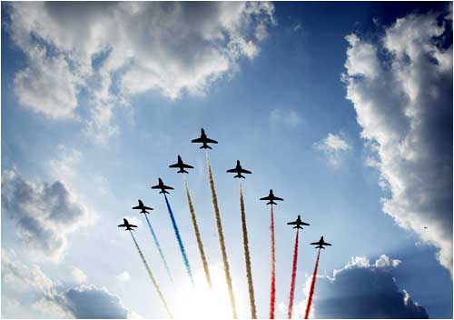 Royal Air Force jets perform an aerial display