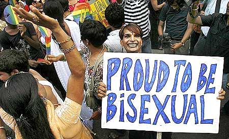 Gay rights activists dance at the Queer Pride March in New Delhi