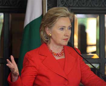 Hillary Clinton addresses the media