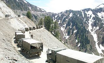 A convoy of army trucks on its way to Kargil