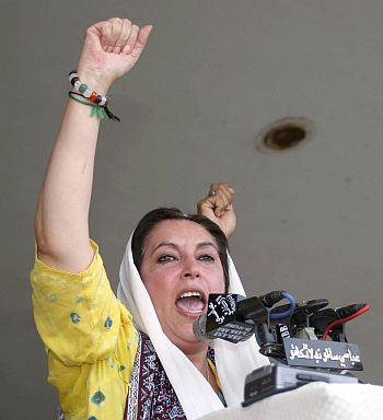 File photo of Benazir addressing an election rally in her hometown of Larkana