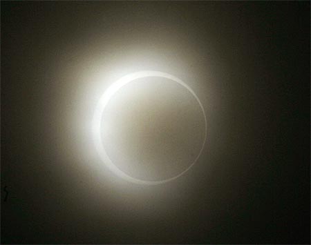 The moon passes between the sun and the earth during an annular solar eclipse