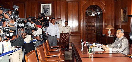 External Affairs Minister SM Krishna at his South Block office in New Delhi