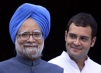 Prime Minister Manmohan Singh with Congress General Secretary Rahul Gandhi